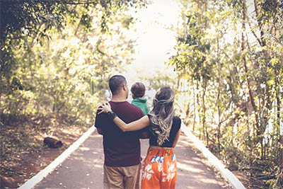 family on a nature hike